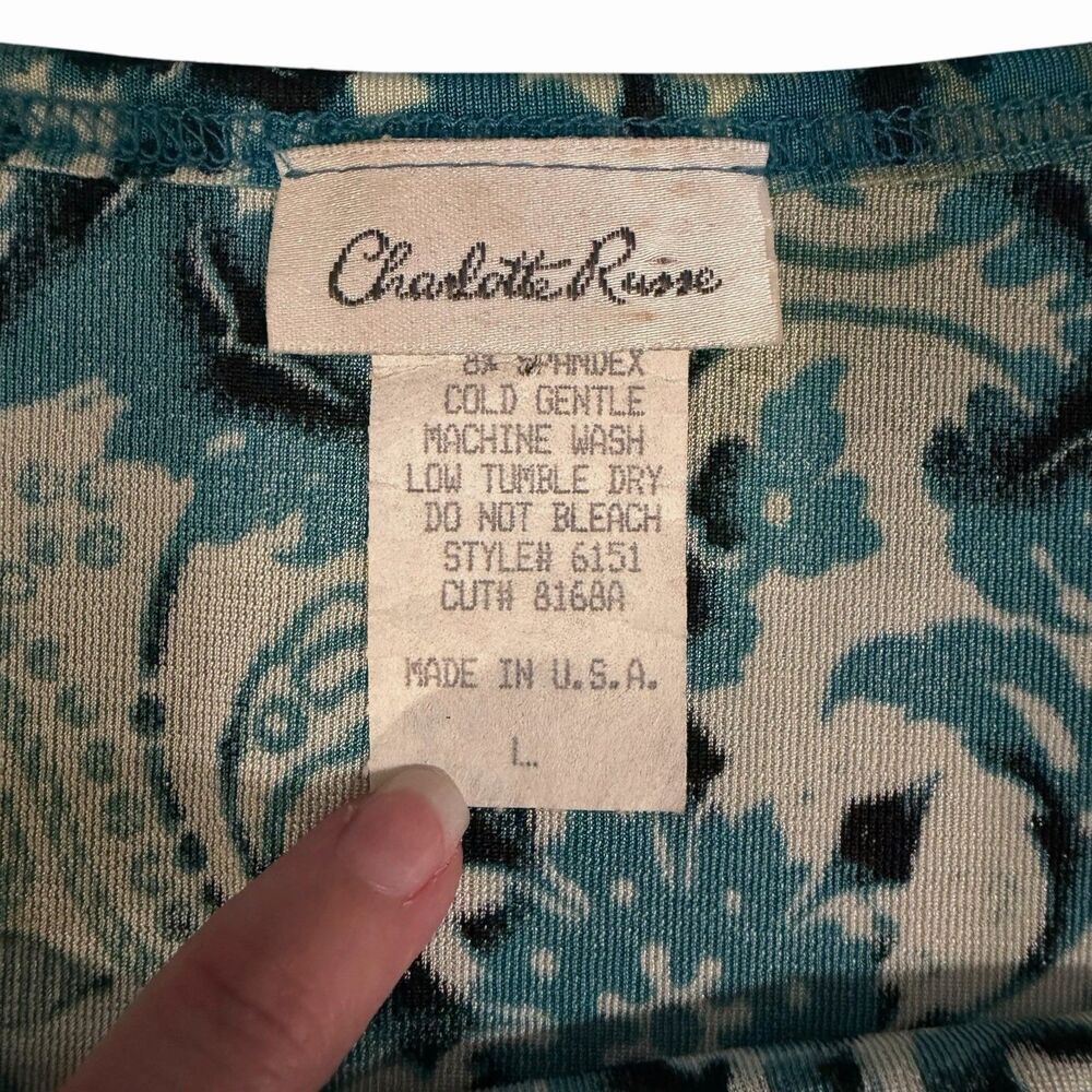 VTG Charlotte Russe Y2K Boho Medallion Boatneck Tank Top Green Blue Large - Picture 10 of 11